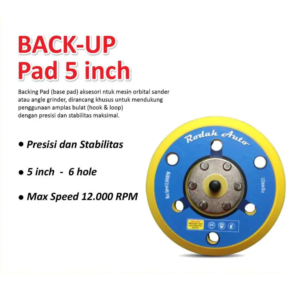 Back-Up Pad Rodah Auto 5 Inch untuk Mesin Amplas